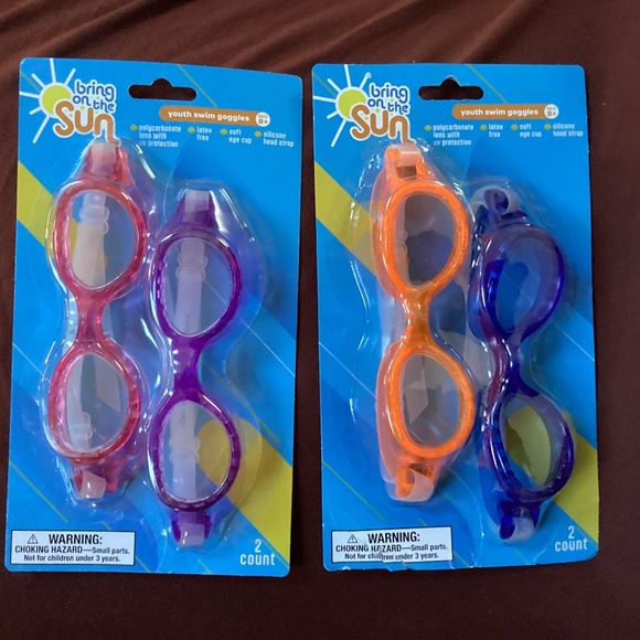 Bring on the Sun Youth Swim Goggles Bundle 4 Count NEW Ages 8+ - Picture 1 of 7